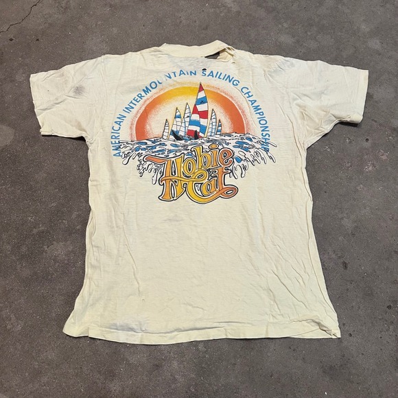 Hobie Other - Vintage 70s Hobie Cat TShirt Mens M Cream Sailing Championship Pocket Distressed